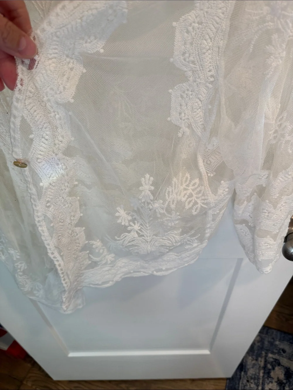 Sheer White Lace Kimono Cardigan